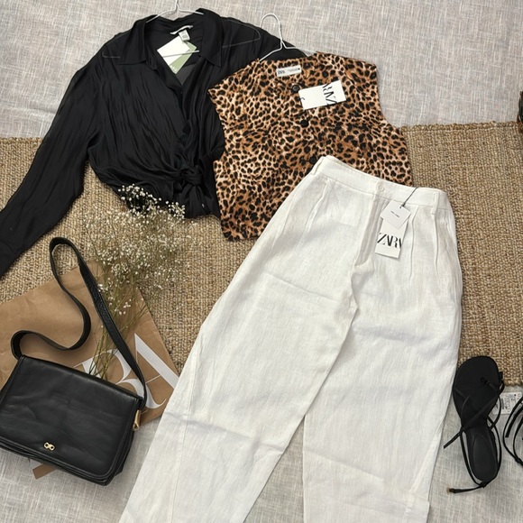 ZARA 100% LINEN PANTS WITH DARTS ZW COLLECTION - Picture 5 of 11